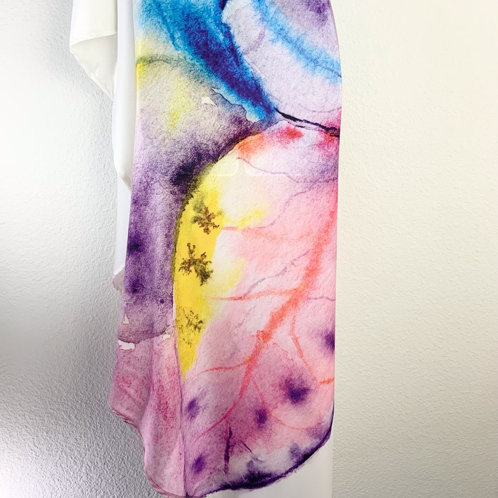 America & Beyond Rainbow Butterfly One Shoulder Dress Sz S - Picture 12 of 14